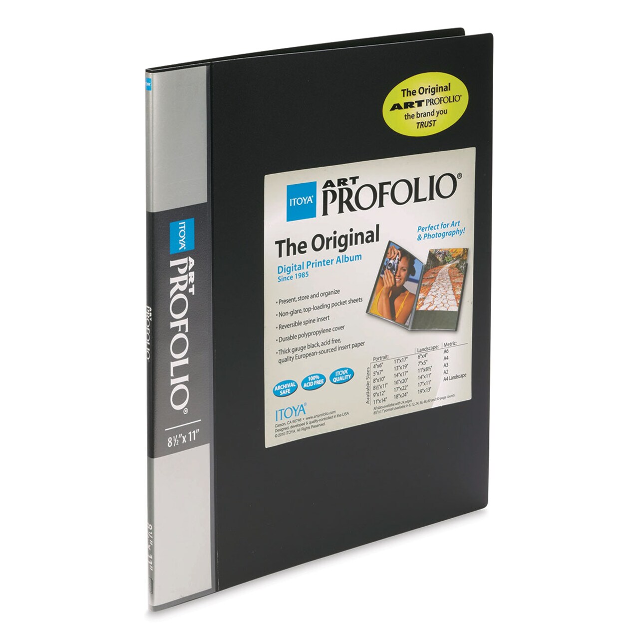 Itoya I-Series Art Profolio - 8 1/2" x 11", Black, Portrait, 6 Pages